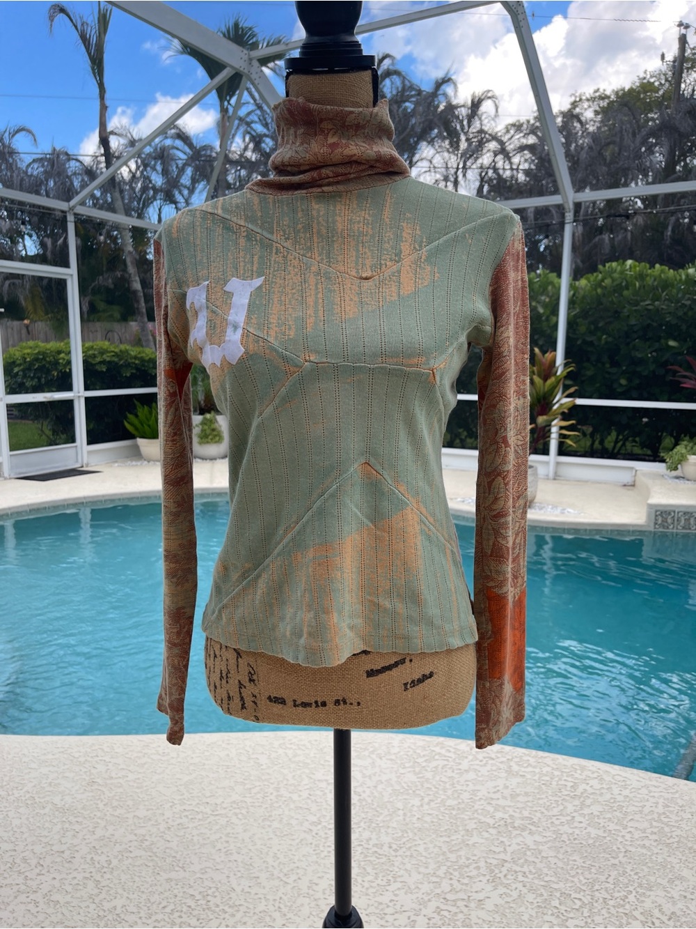 Custo Barcelona Sage Green & Rust Turtleneck Sweater - Custo Size 3 (US Medium) - Picture 7 of 8